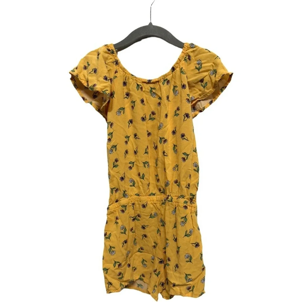 The Children's Place Girls Yellow Floral Romper Size 5/6 Wildflower Print